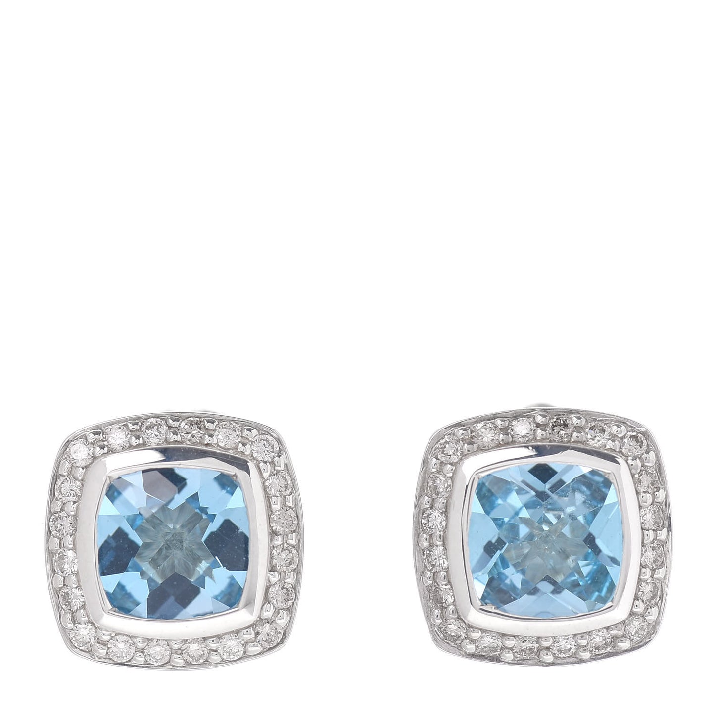 Sterling Silver Diamond Blue Topaz 7mm Petite Albion Earrings