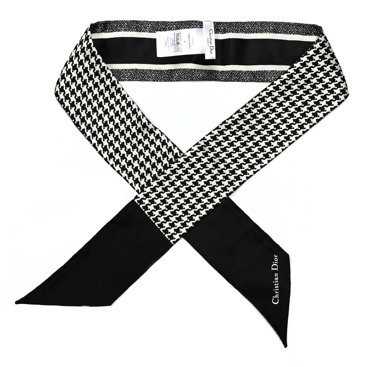 Christian Dior Silk 30 Montaigne Mitzah Scarf Black White 1 of 3