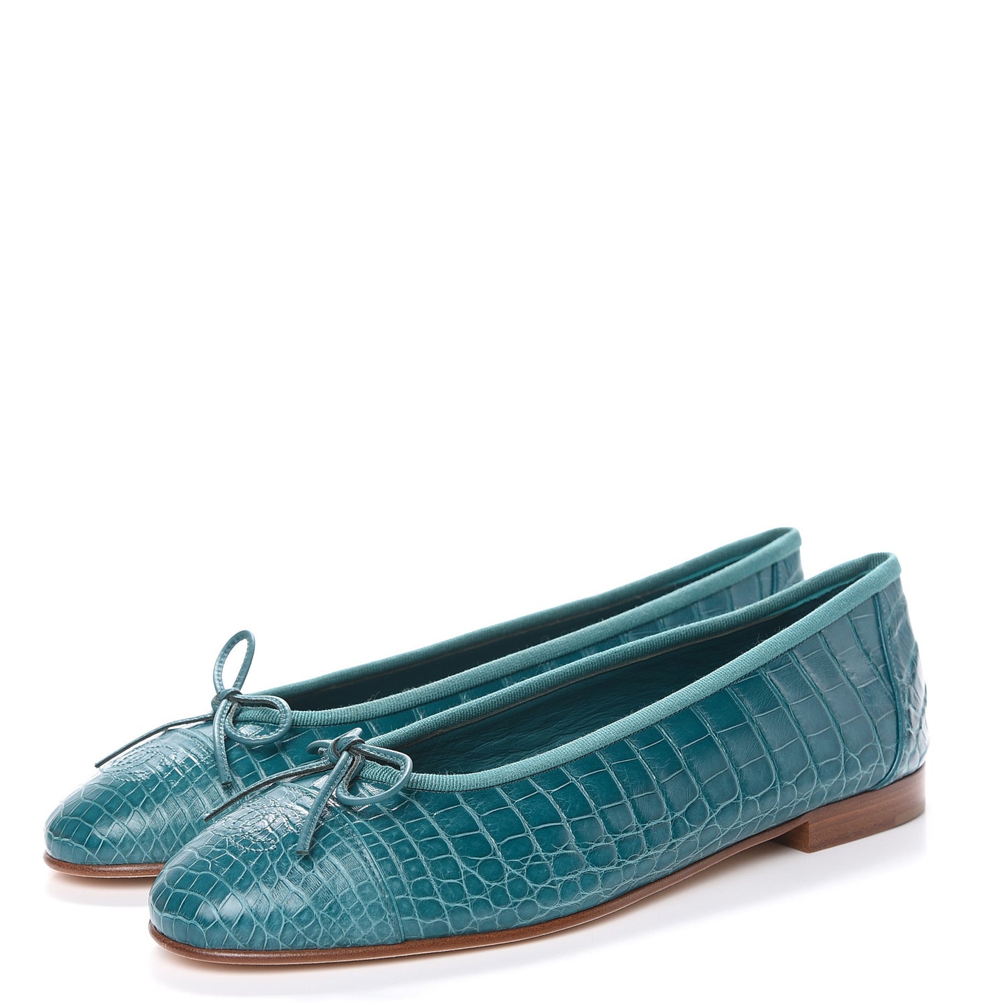 Alligator CC Cap Toe Ballerina Flats 40 Turquoise