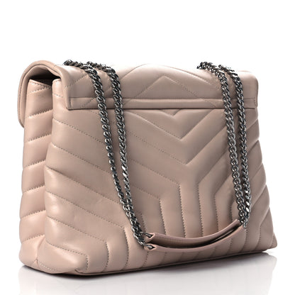 Saint Laurent Calfskin Y Quilted Monogram Medium Loulou Chain Satchel Rose Antic 2 of 9