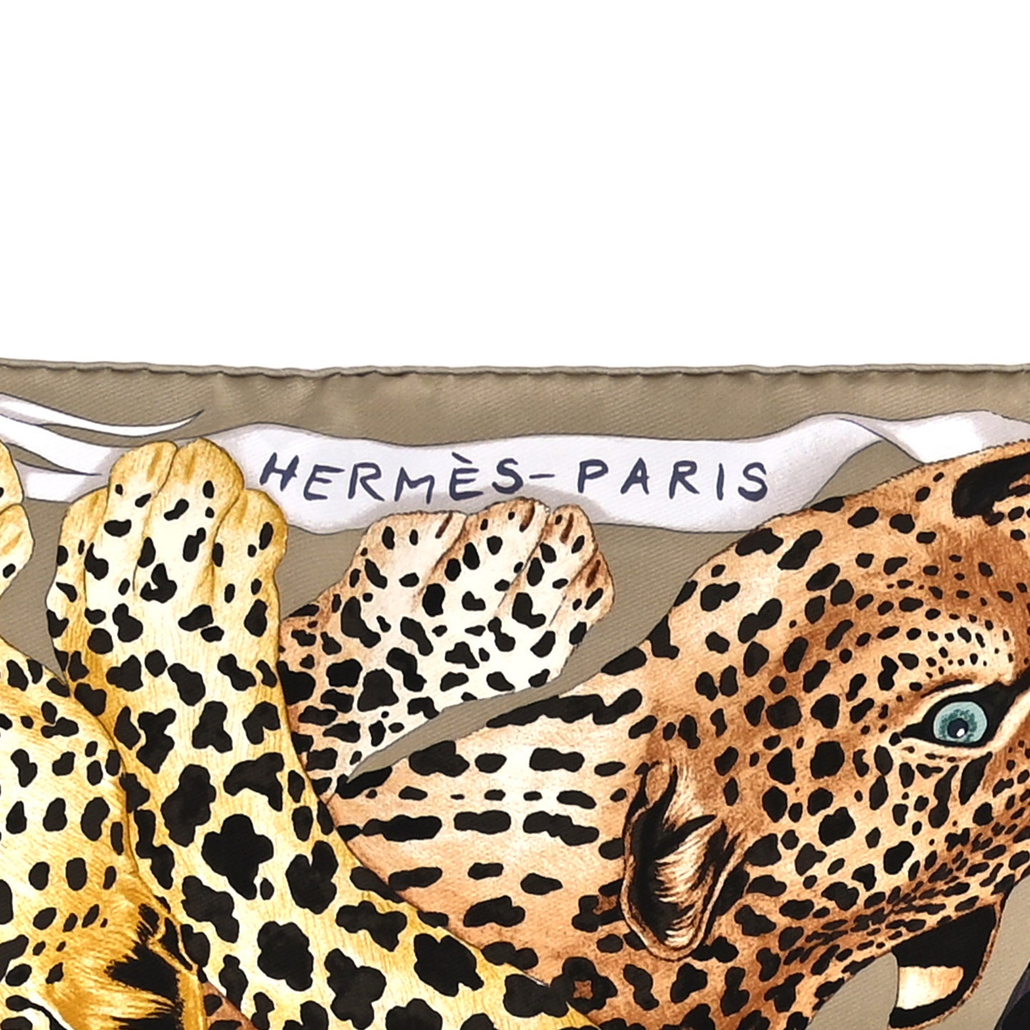 Silk Twill Lazy Leopardesses Scarf 90 Camel Anthracite