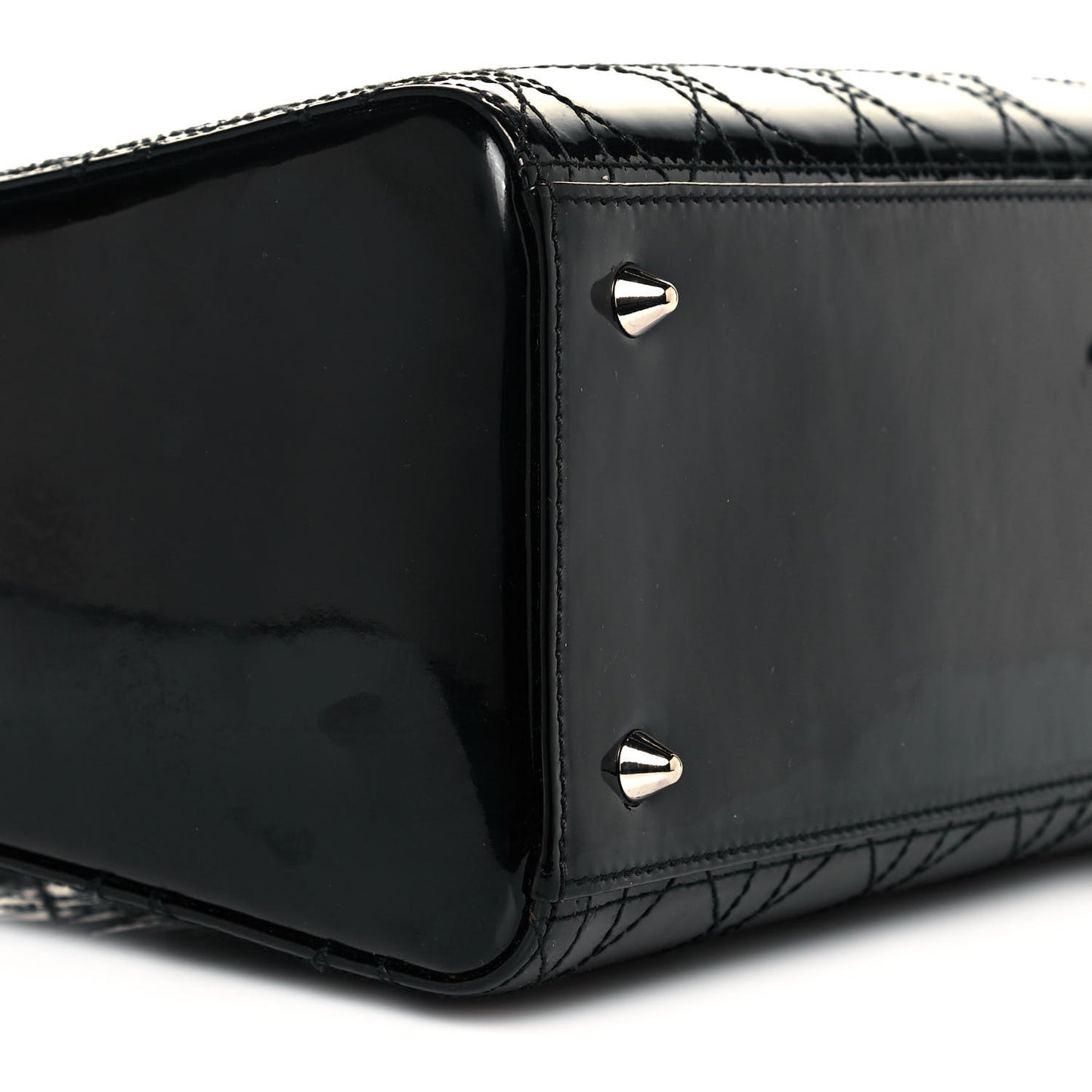 Patent Cannage Stitched Medium Lady Dior Black