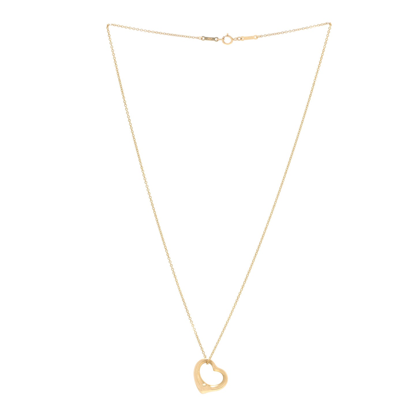 18K Yellow Gold 16mm Elsa Peretti Open Heart Pendant Necklace