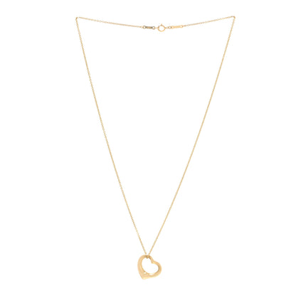 Tiffany 18K Yellow Gold 16mm Elsa Peretti Open Heart Pendant Necklace 2 of 4