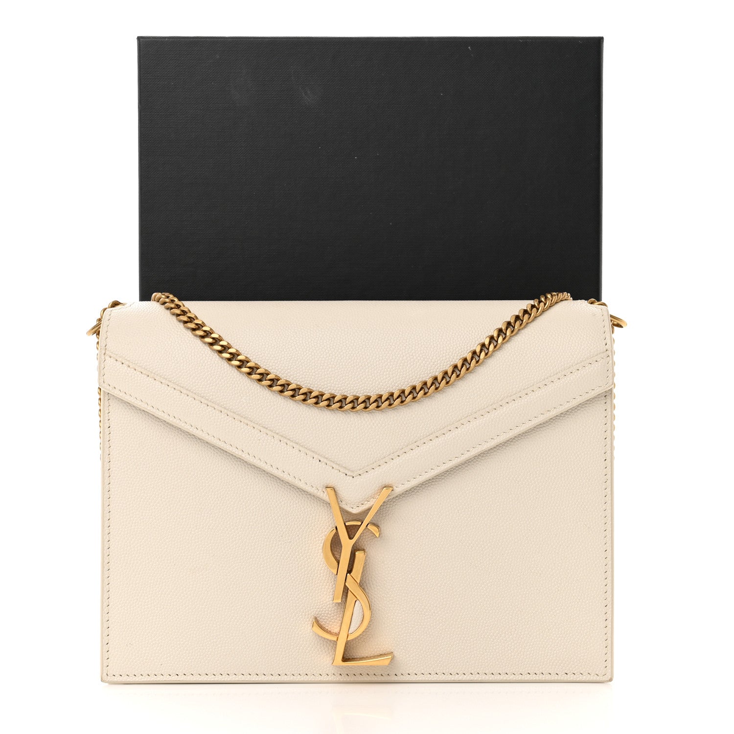 Saint Laurent Calfskin Monogram Cassandra Clasp Bag Porcellana 14 of 14