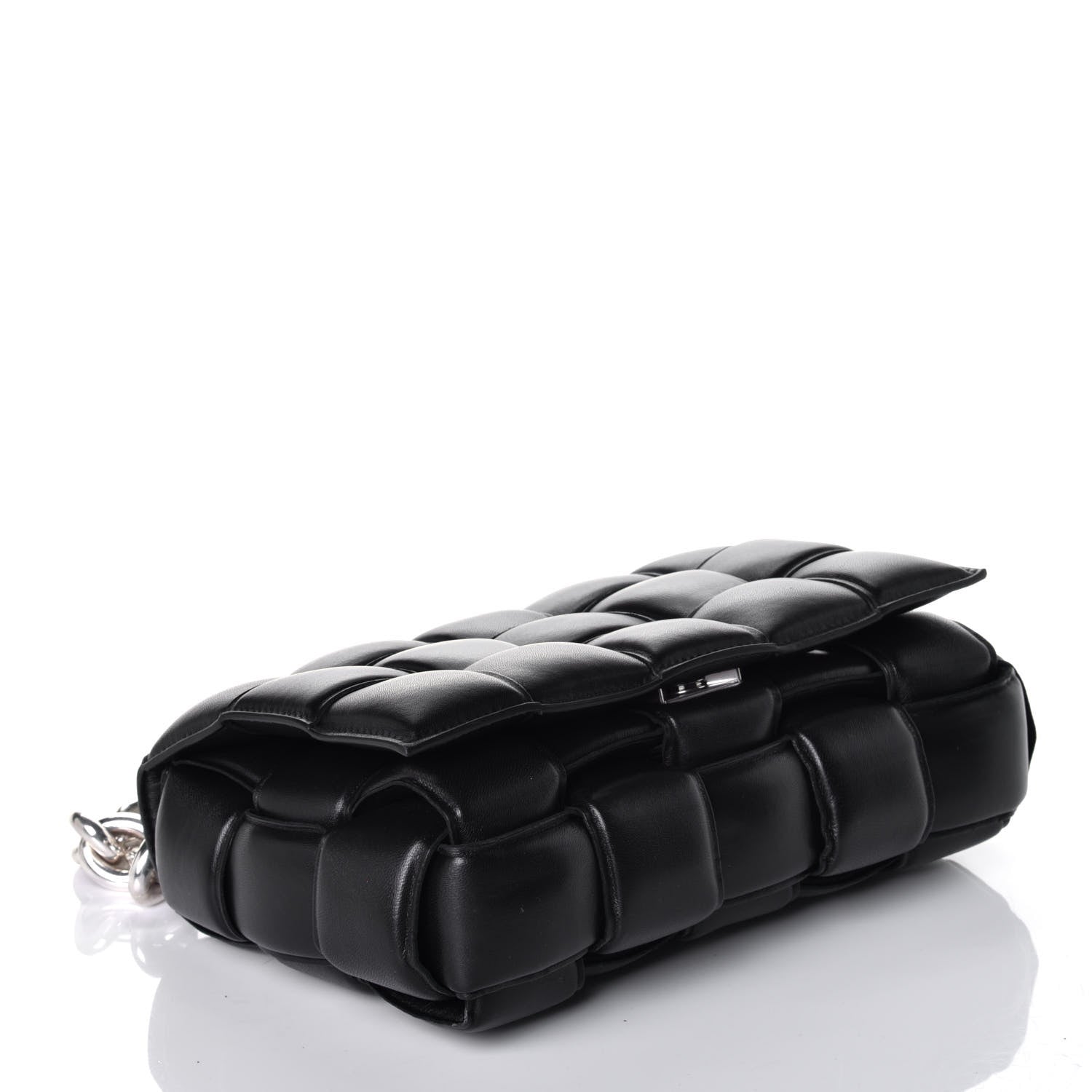 Bottega Veneta Lambskin Maxi Intreccio Padded Chain Cassette Crossbody Bag Black 5 of 9