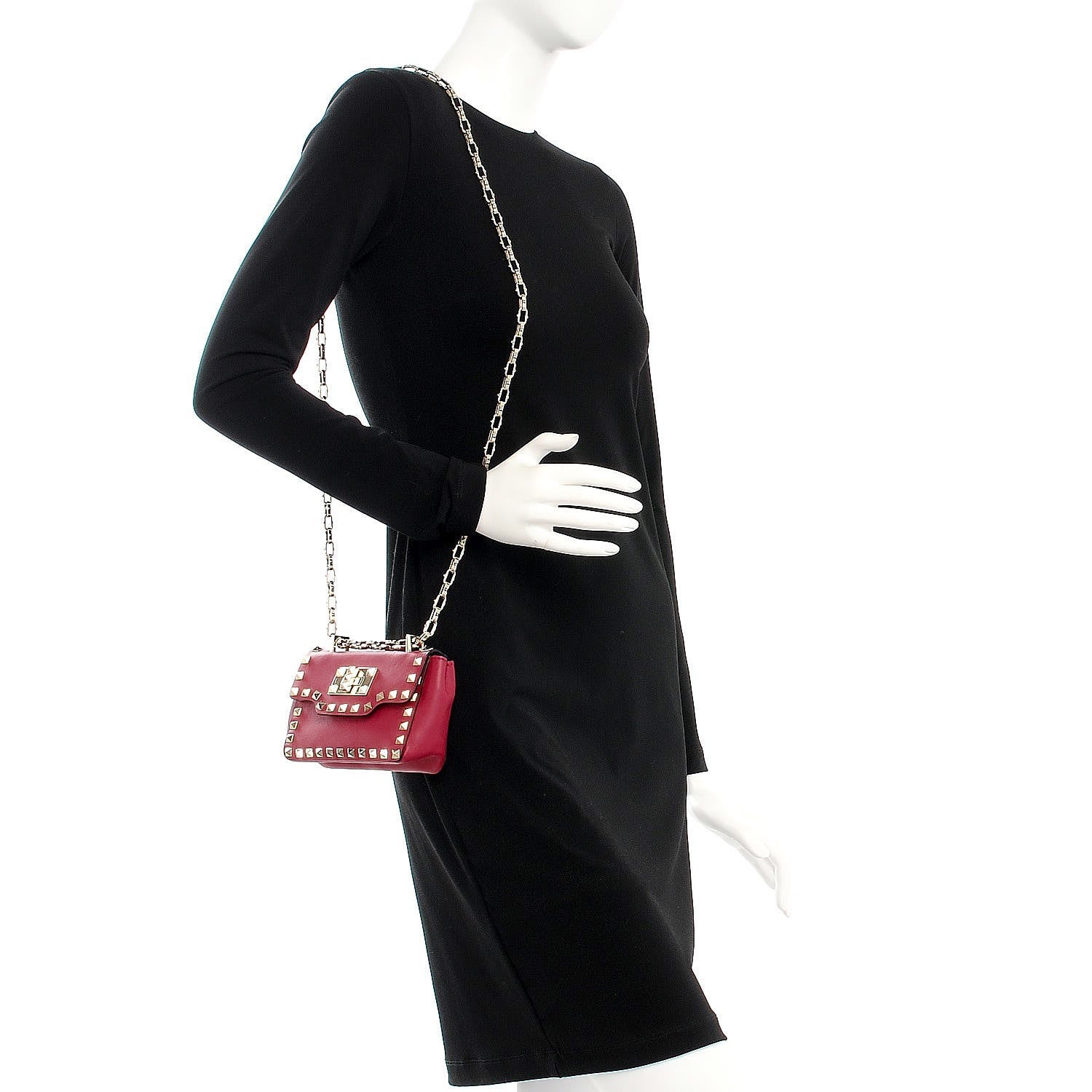 Valentino Garavani Vitello Small Rockstud Chain Strap Shoulder Bag Cyclamin 1 of 1