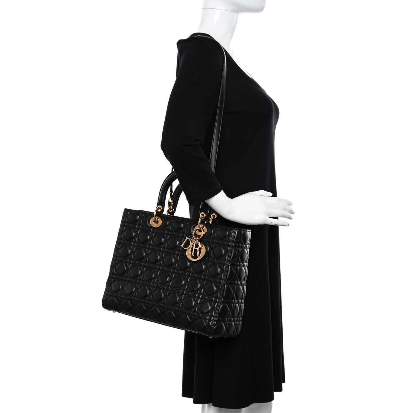 Lambskin Cannage Large Lady Dior Black