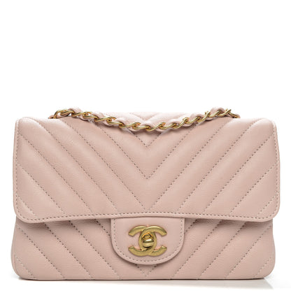 Chanel Calfskin Chevron Quilted Mini Rectangular Flap Light Pink 1 of 7