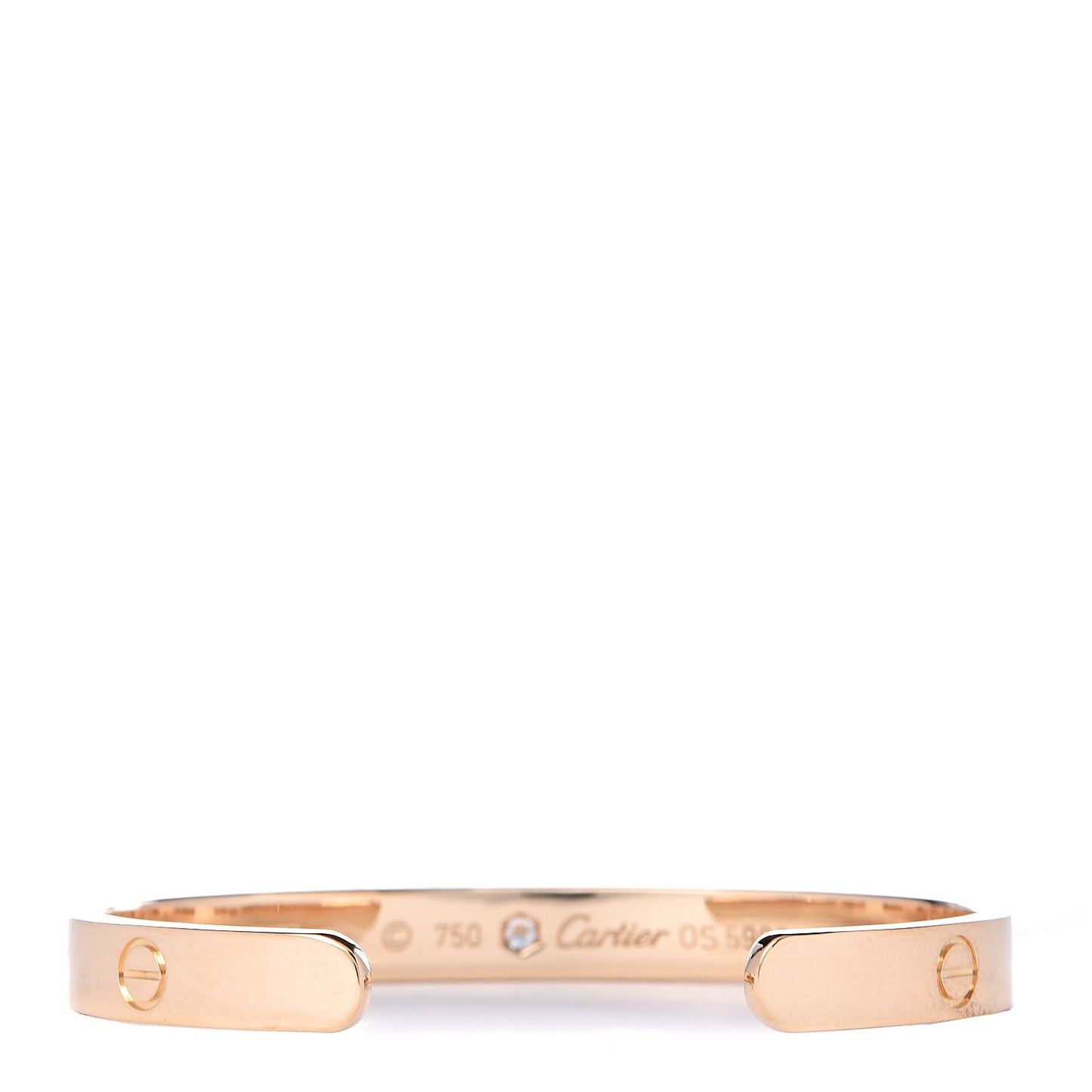 18K Yellow Gold 1 Diamond LOVE Cuff Bracelet 16