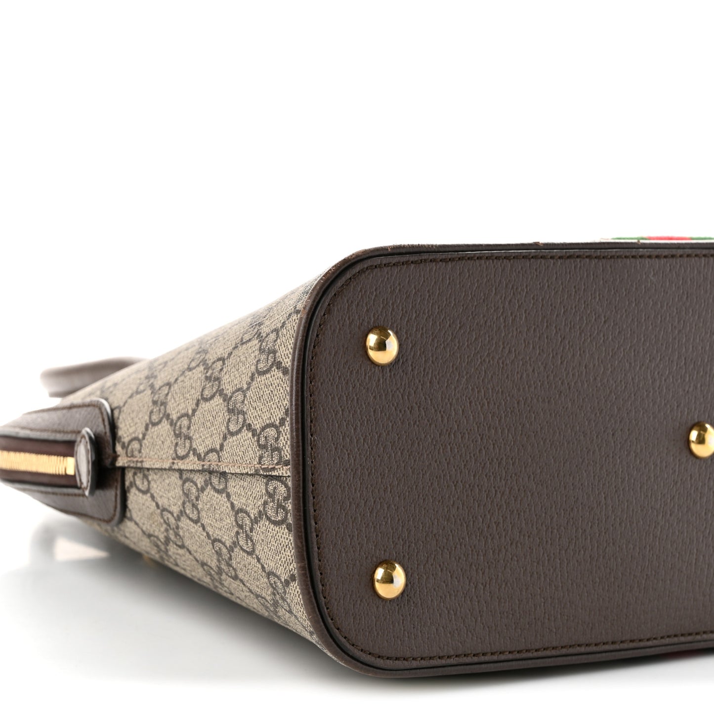 GG Supreme Monogram Web Medium Top Handle Ophidia Dome Shoulder Bag Brown