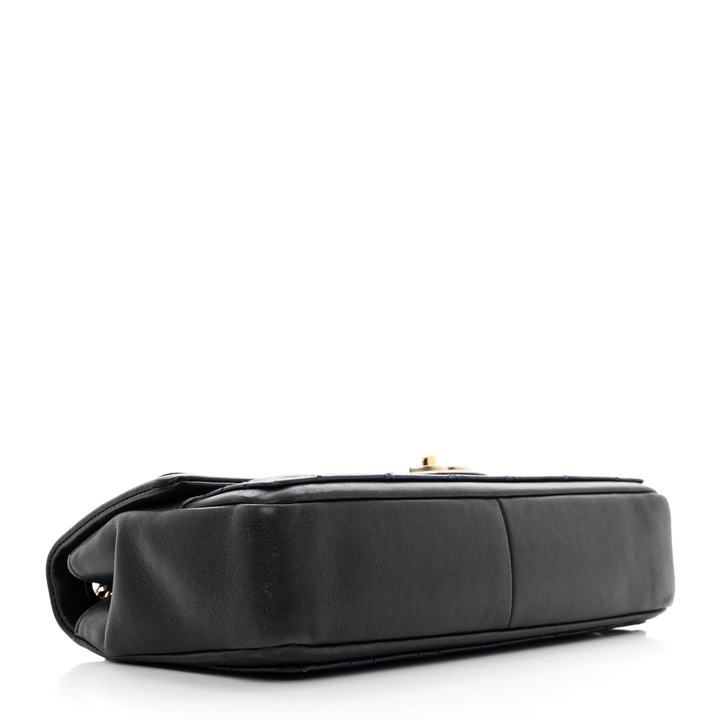 Calfskin Quilted Medium Graphic Flap Blue Black