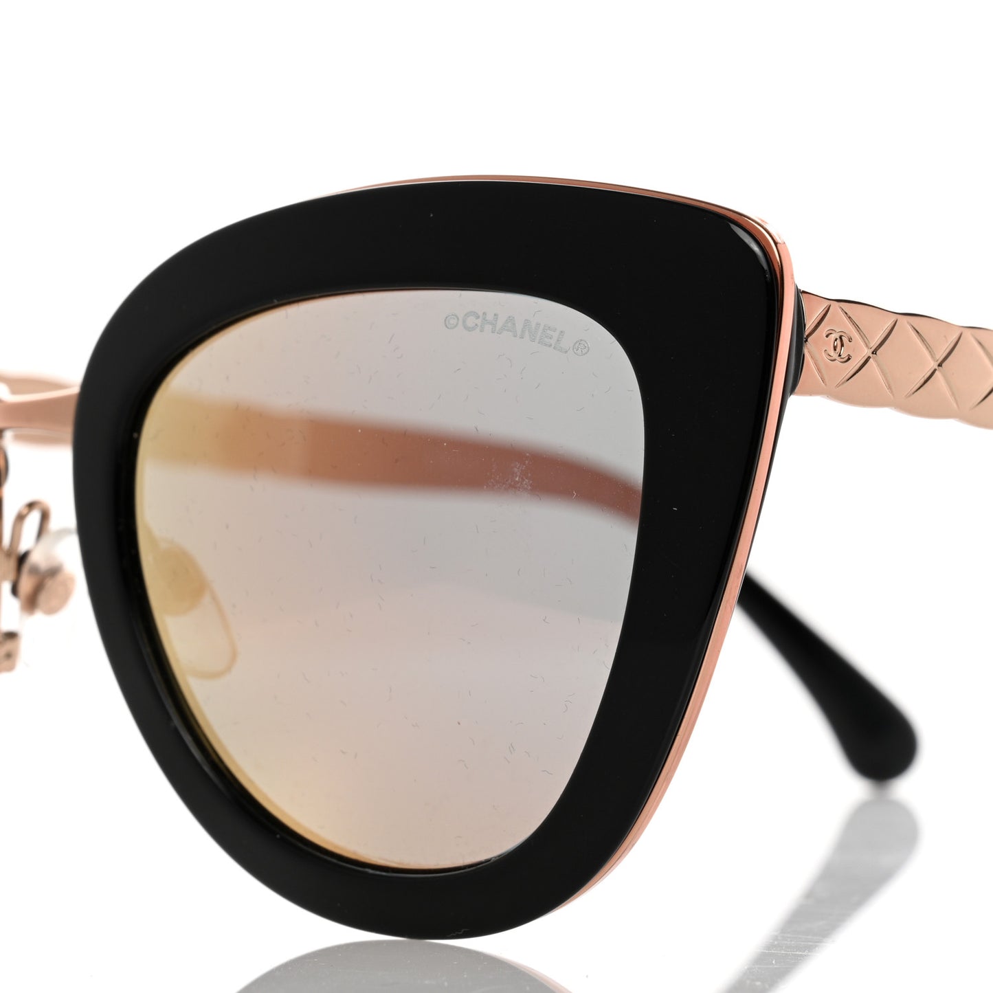 Cat Eye Quilted Sunglasses 5368 Black Pink