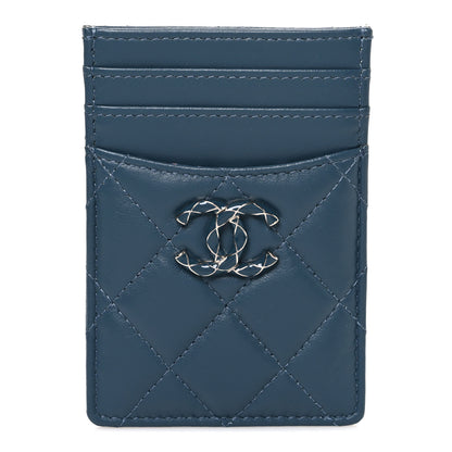 Chanel Lambskin Quilted Enamel Vertical Card Holder  Dark Blue 1 of 8