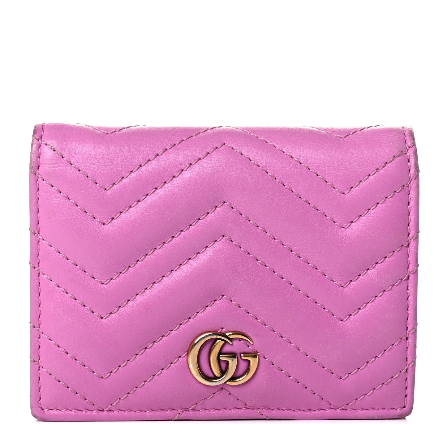 Calfskin Matelasse GG Marmont Card Case Candy Mousse