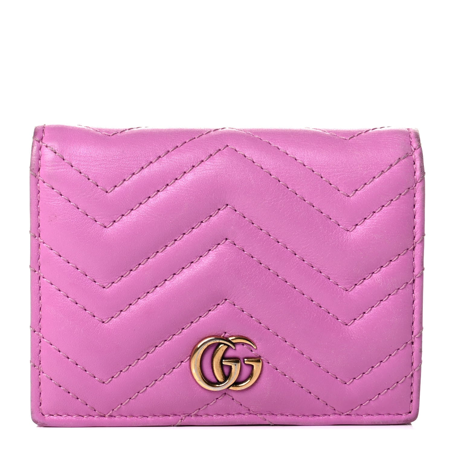 Gucci Calfskin Matelasse GG Marmont Card Case Candy Mousse 1 of 6