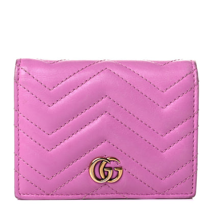 Gucci Calfskin Matelasse GG Marmont Card Case Candy Mousse 1 of 6