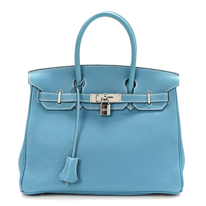 Hermes Taurillon Clemence Birkin 30 Blue Jean 1 of 11
