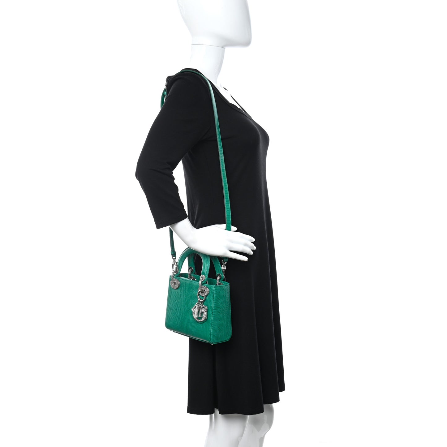 Lizard Swarovski Crystal Mini Lady Dior Green