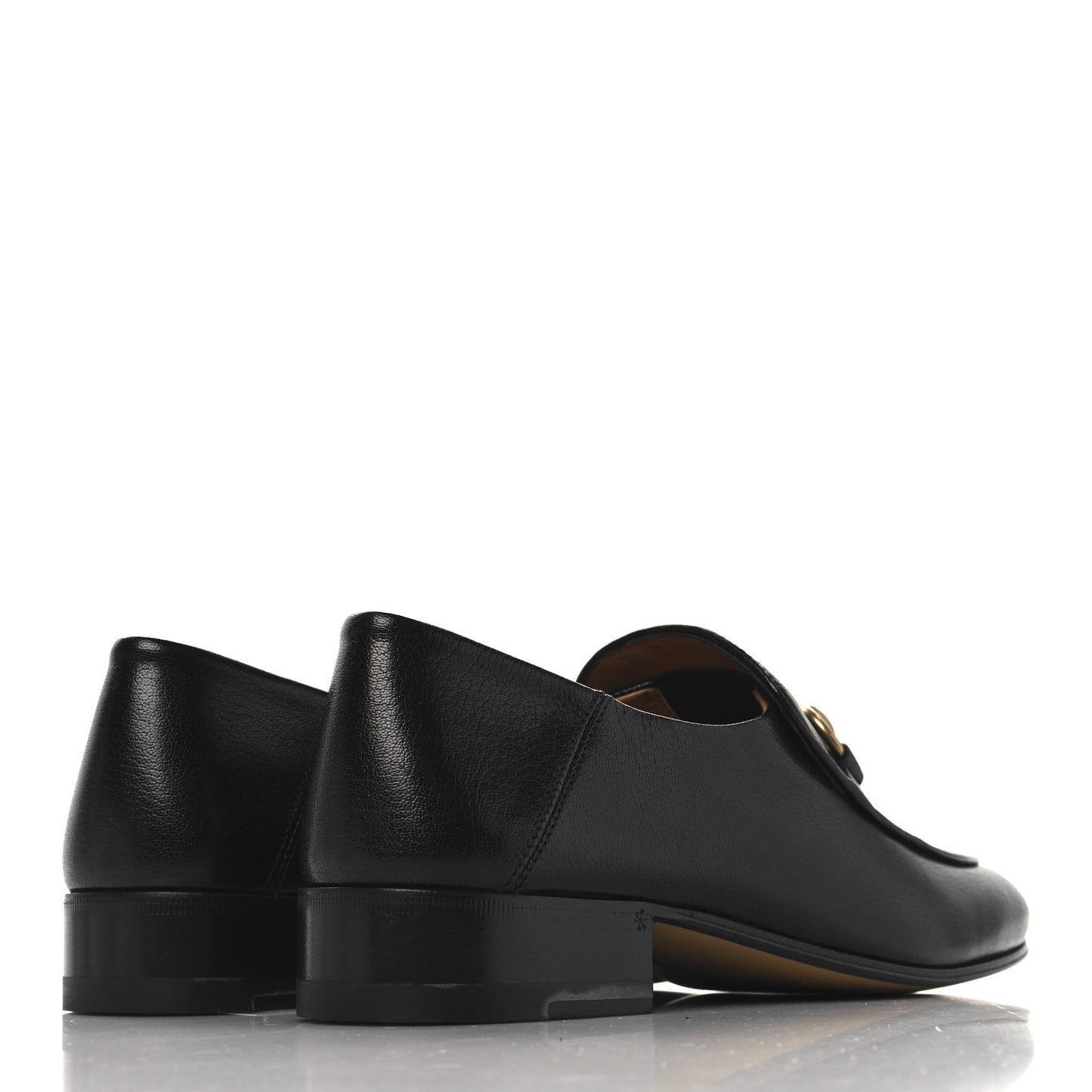 Goatskin Womens Horsebit Mid-Heel Loafers 37 Black