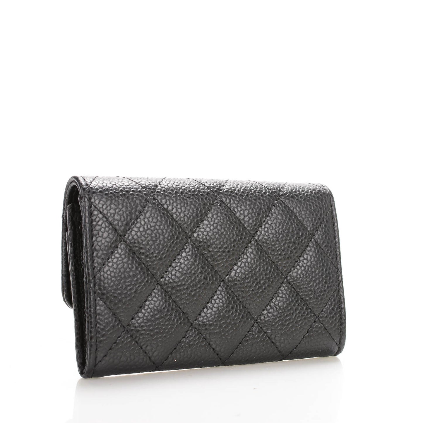 Caviar Quilted Flap Card Holder Black