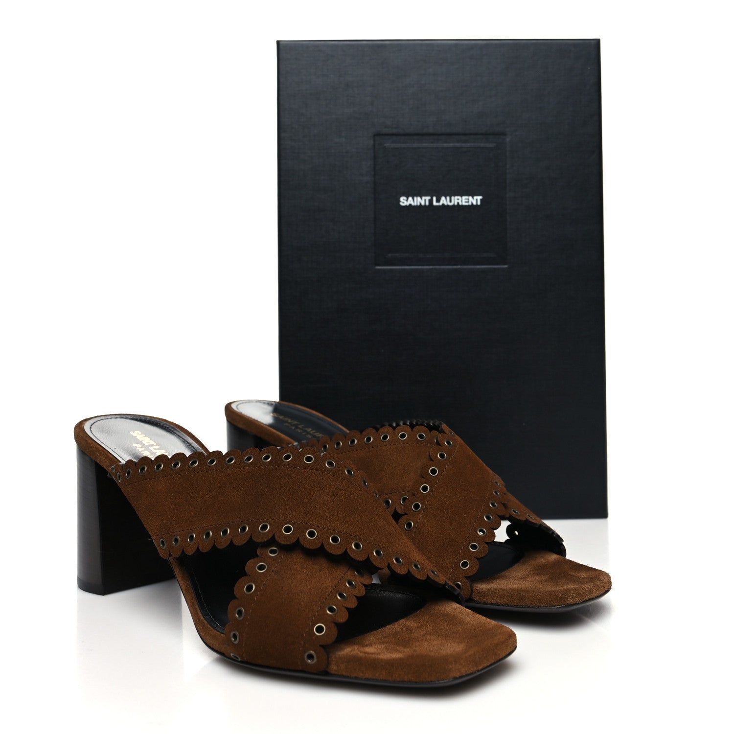 Saint Laurent Suede Eyelet LouLou 70 Mules 41 Land 9 of 9