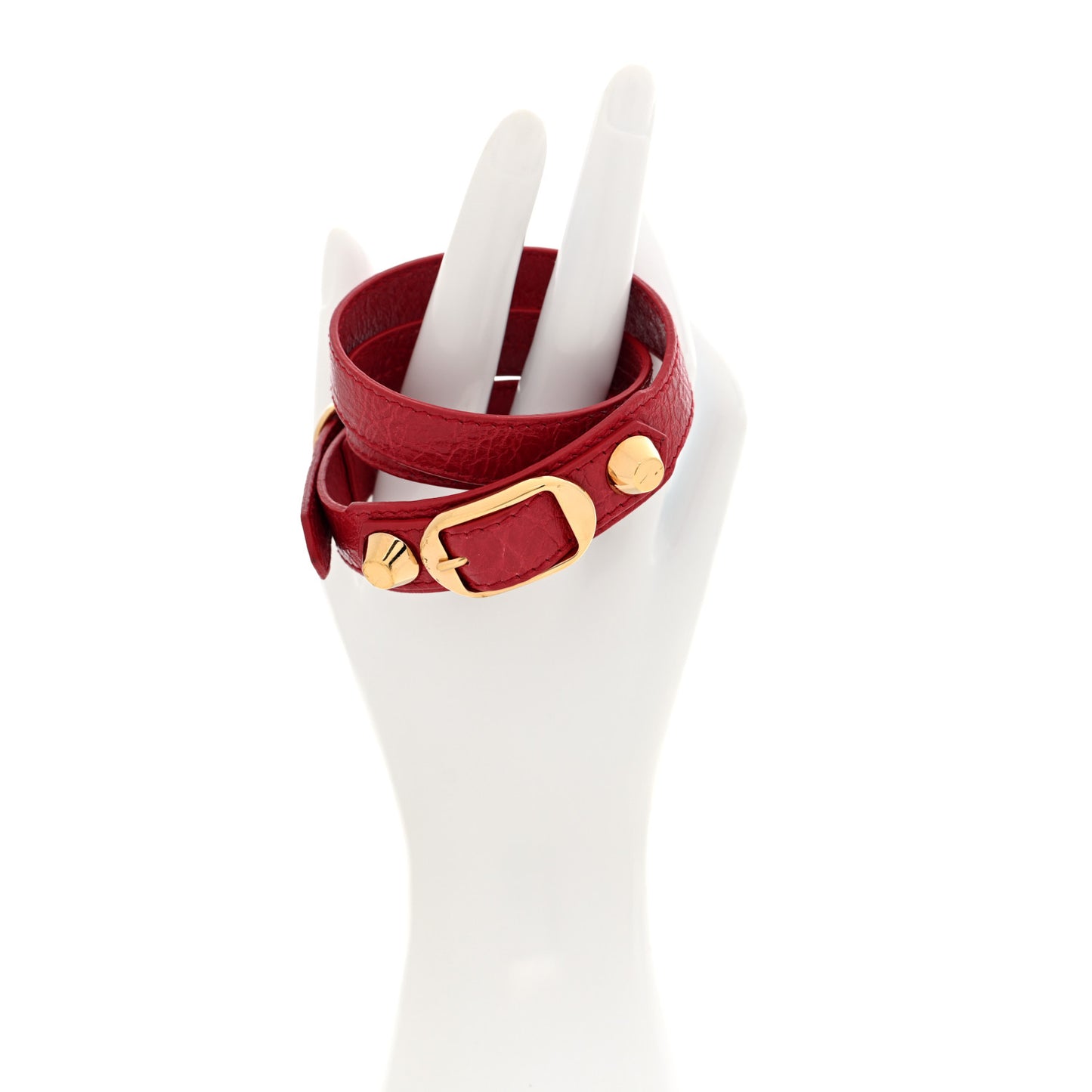 Agneau Giant 12 Gold Hardware Triple Tour M Bracelet Rouge Sapphire