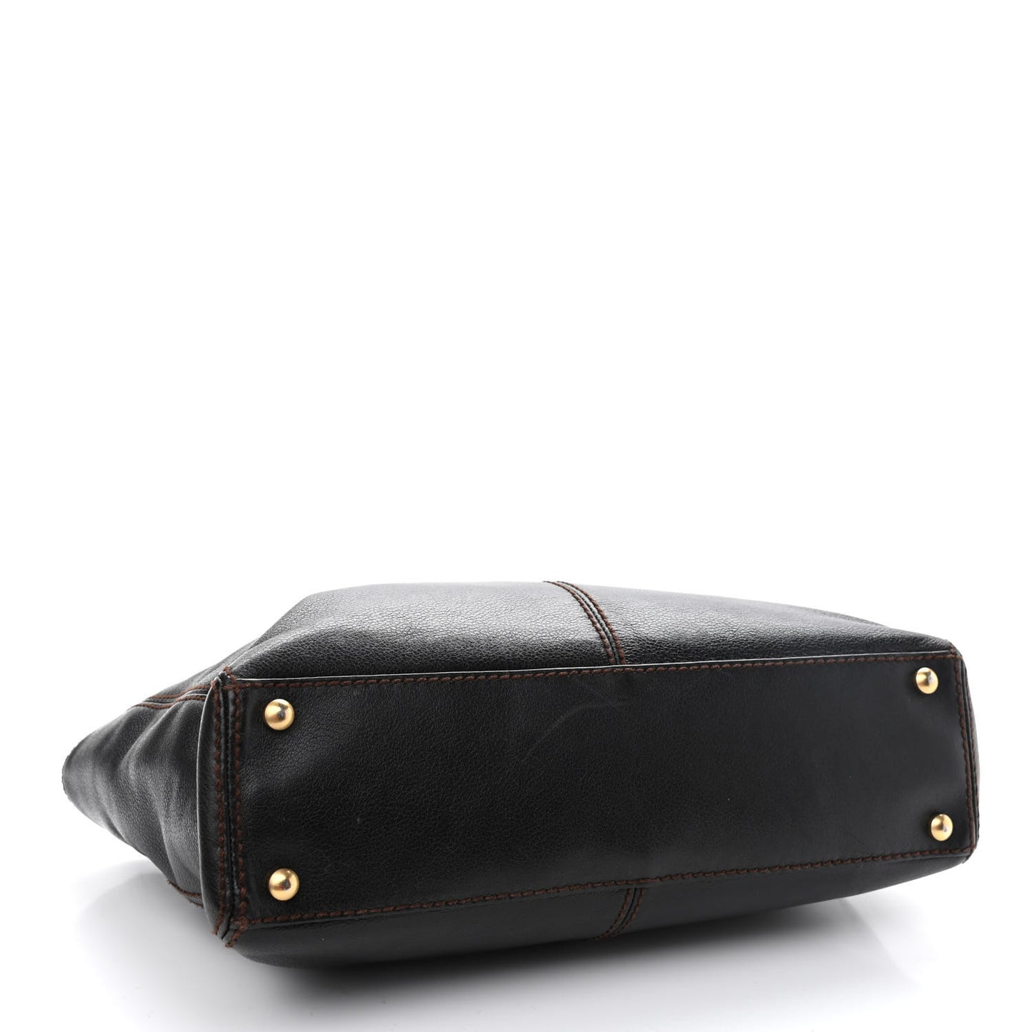 Calfskin Wood Chain Tote Black