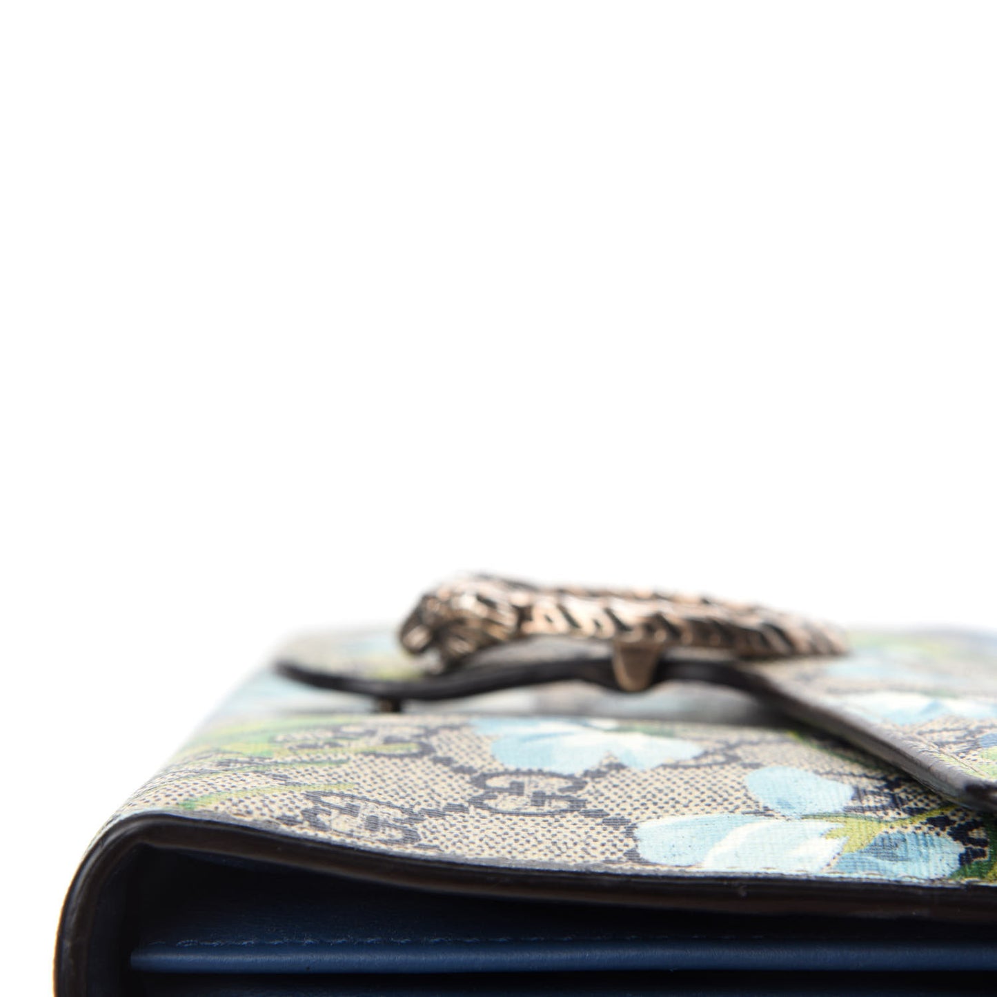 GG Supreme Monogram Blooms Mini Dionysus Chain Wallet Beige Blue Navy Vintage Blue