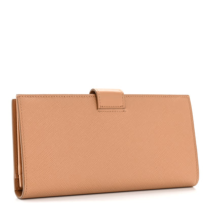 Prada Saffiano Calfskin Large Triangle Continental Wallet Naturale 5 of 18