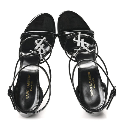 Saint Laurent Patent Cassandra 100 Ankle Strap Sandals 41 Black 2 of 10