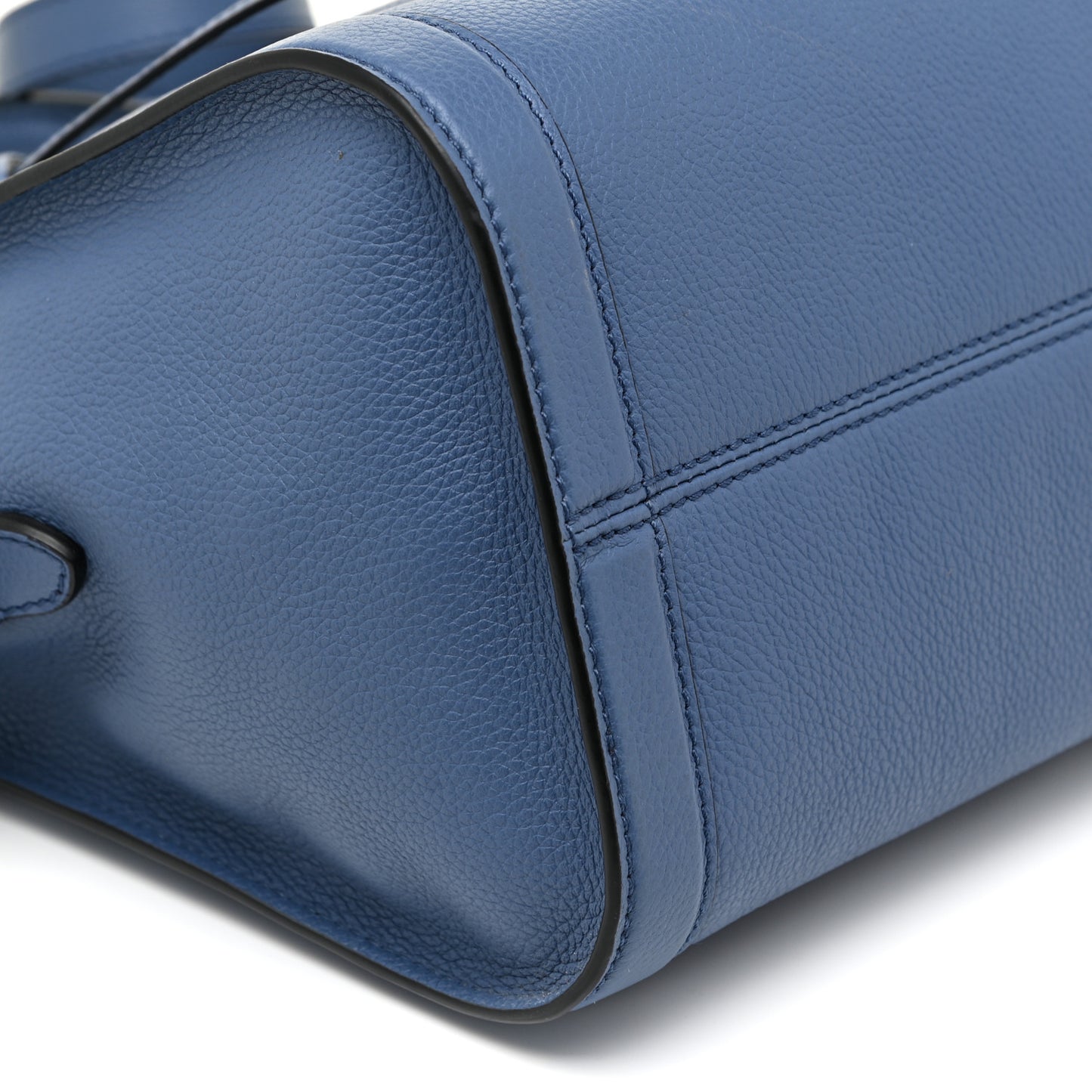 Pebbled Calfskin Small Skull Padlock Zip Around Tote Blue