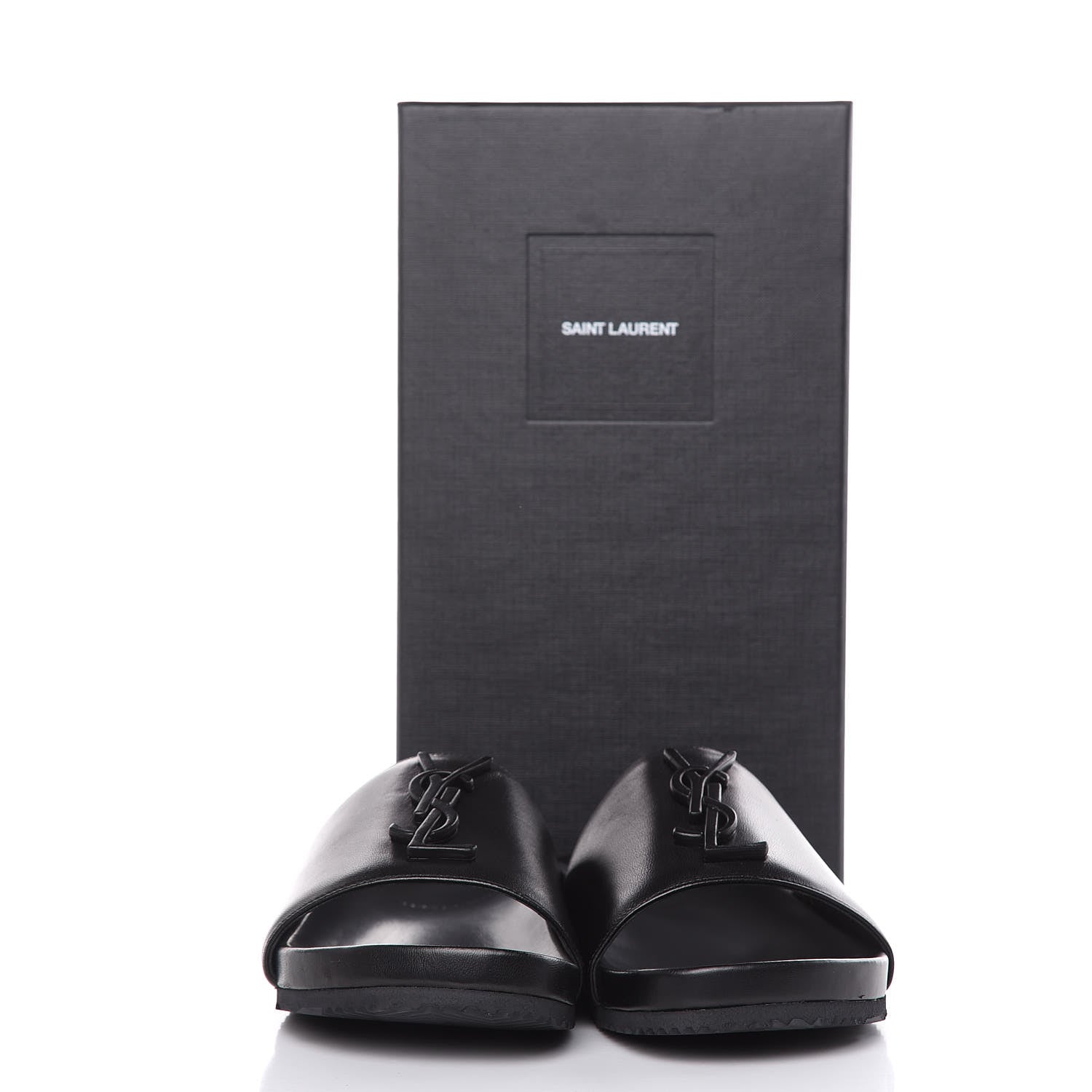 Saint Laurent Lambskin Joan Slide Sandals 37 Black 8 of 8