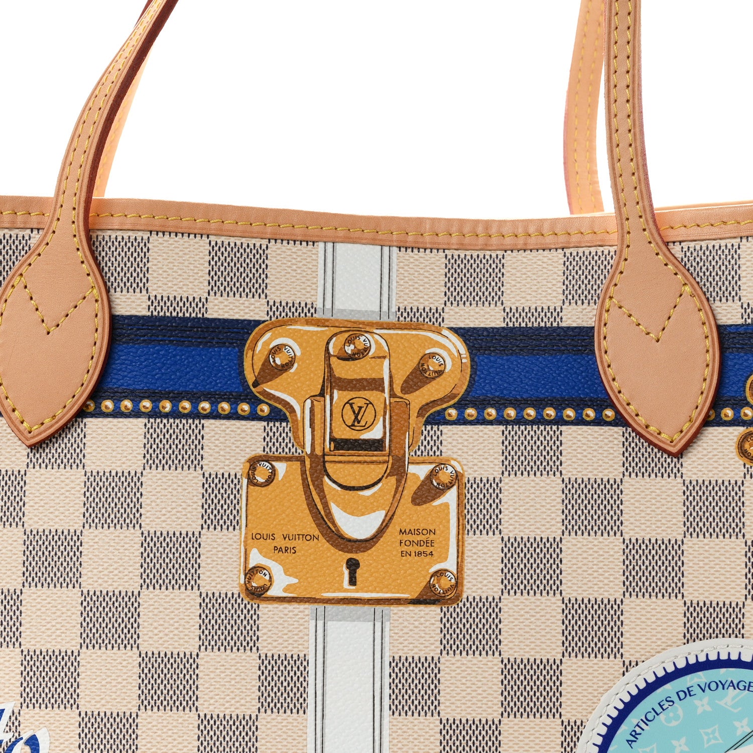 Louis Vuitton Damier Azur Summer Trunks Mykonos Neo Neverfull MM 8 of 10