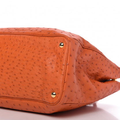 Prada Ostrich Double Zip Tote Papaya 7 of 14