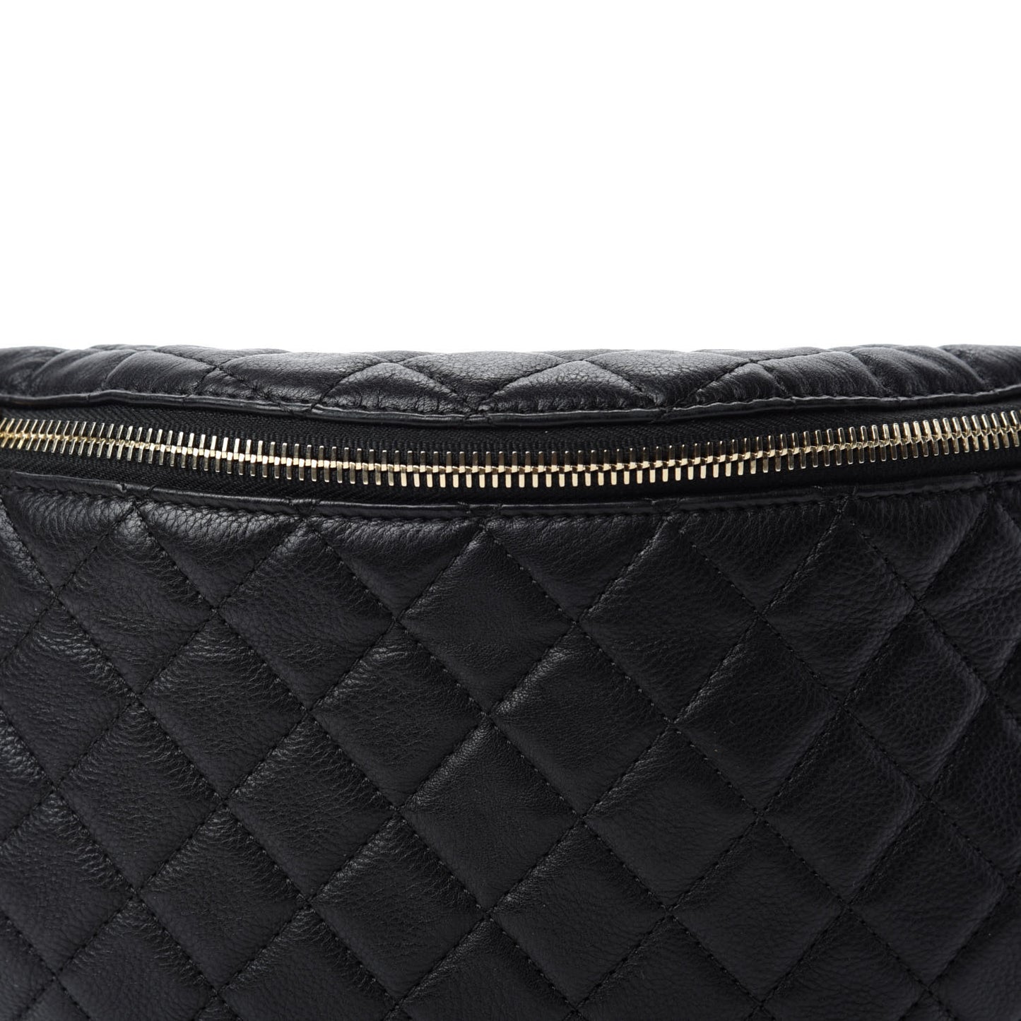 Calfskin Quilted Banane Waist Bag Fanny Pack Black