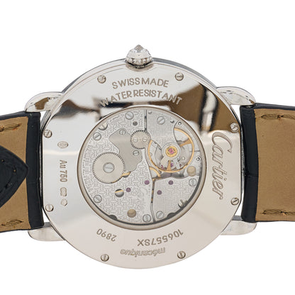 Cartier 18K White Gold Alligator Diamond Bezel 36mm Ronde Louis Manual Winding Watch 4 of 4