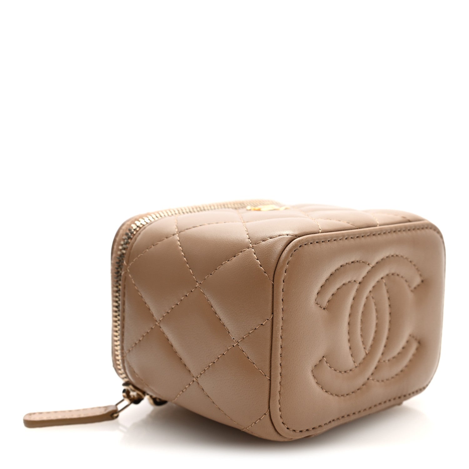 Chanel Lambskin Quilted Pearl Crush Mini Vanity Case With Chain Beige 4 of 11