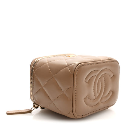 Chanel Lambskin Quilted Pearl Crush Mini Vanity Case With Chain Beige 4 of 11