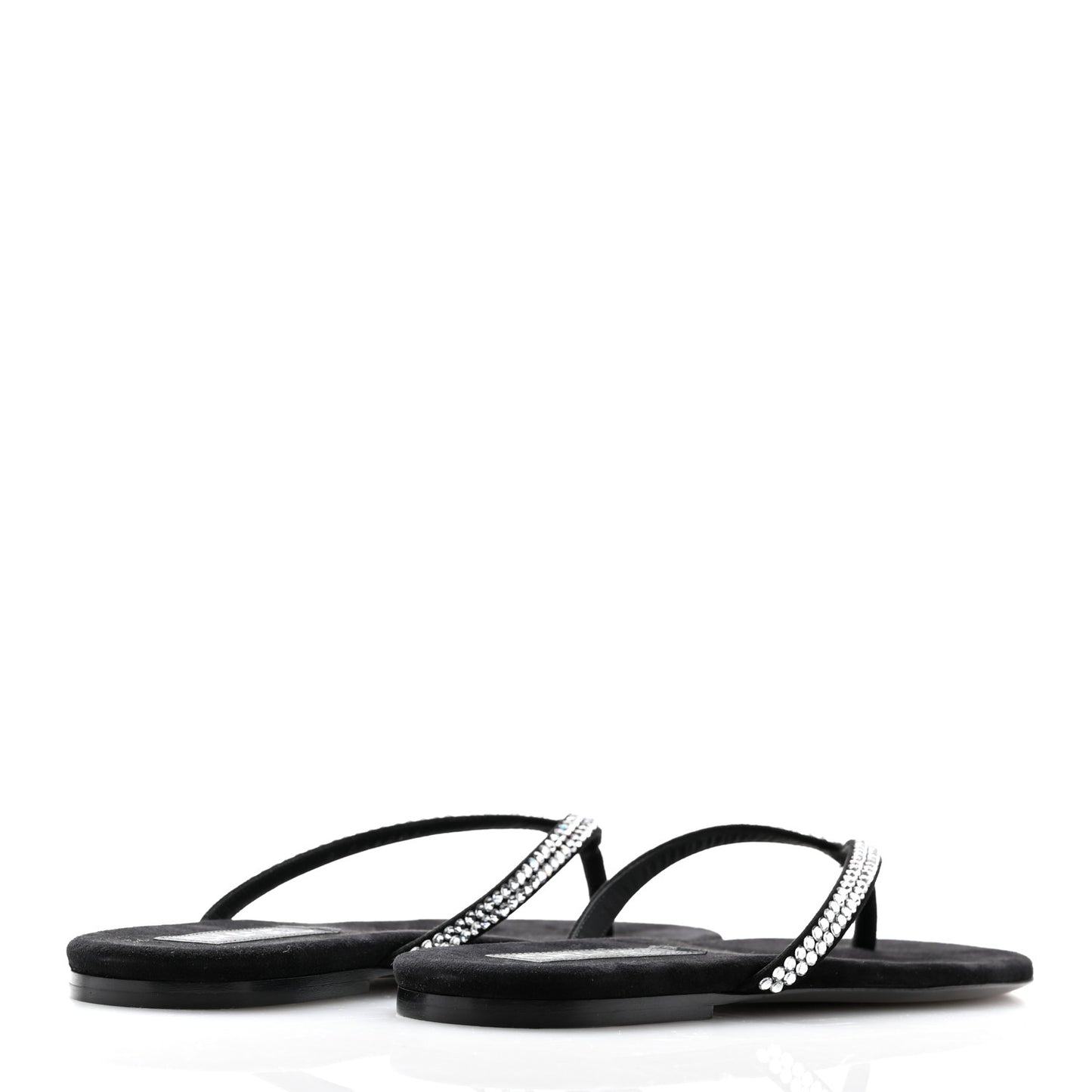 Suede Kidskin Strass CC Thong Sandals 39 Black