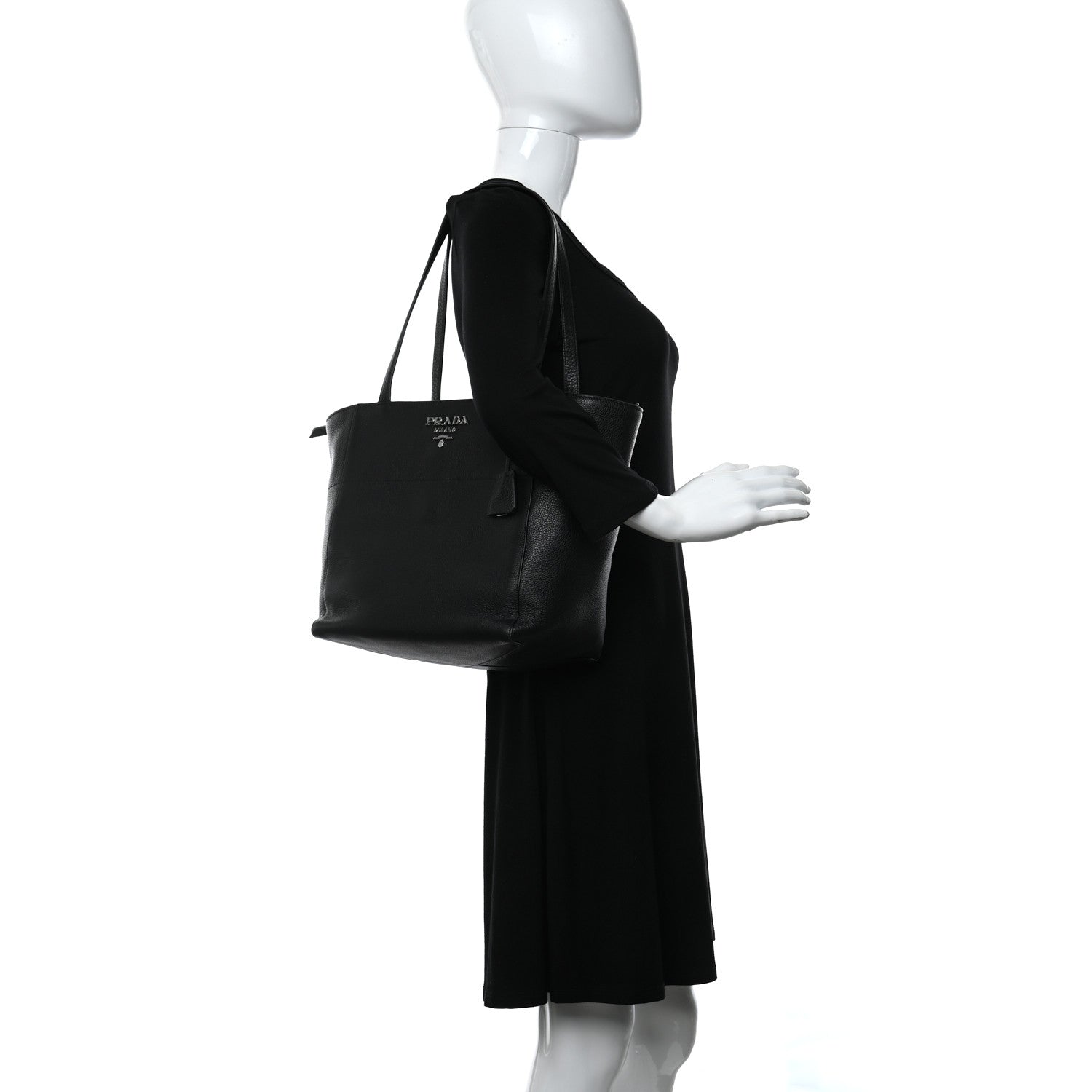 Prada Vitello Daino Tote Black 2 of 12
