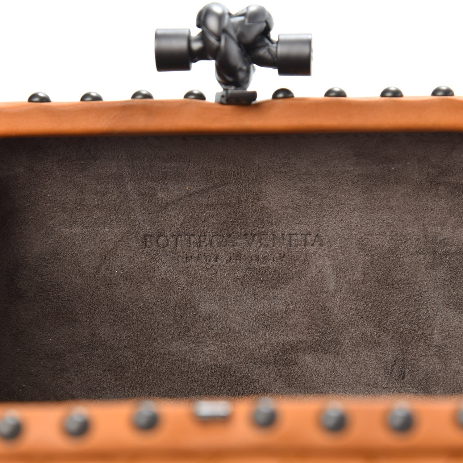 Bottega Veneta Waxy Nappa Intrecciato Knot Studded Clutch Topaz 6 of 10