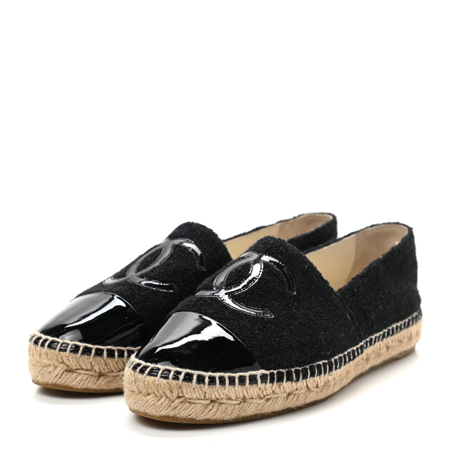 Chanel Fabric Patent Calfskin CC Espadrilles 40 Black 3 of 9