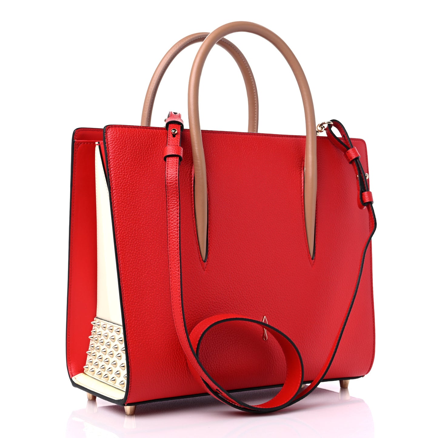 Loubi Kraft PVC Patent Calfskin Empire Medium Paloma Kraft Latte