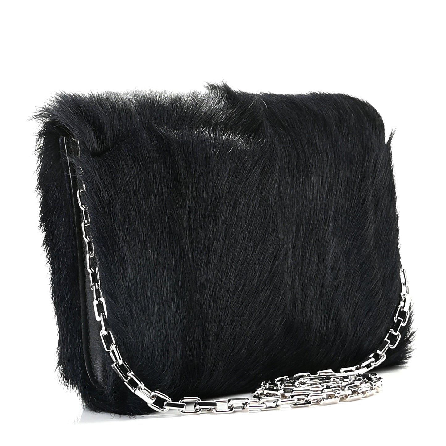 Faux Mink Varenne Chain Clutch Navy