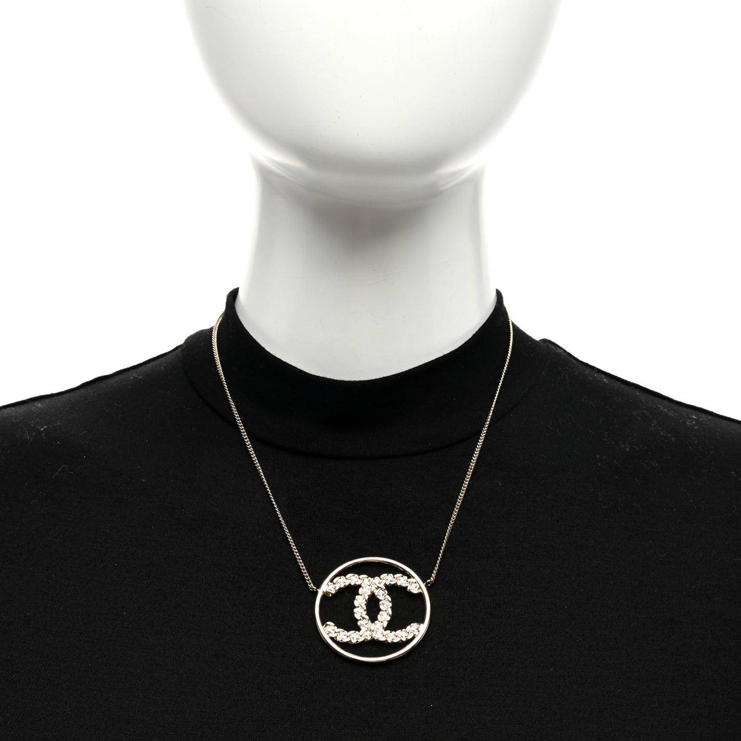 Baguette Crystal High Society CC Pendant Necklace Gold
