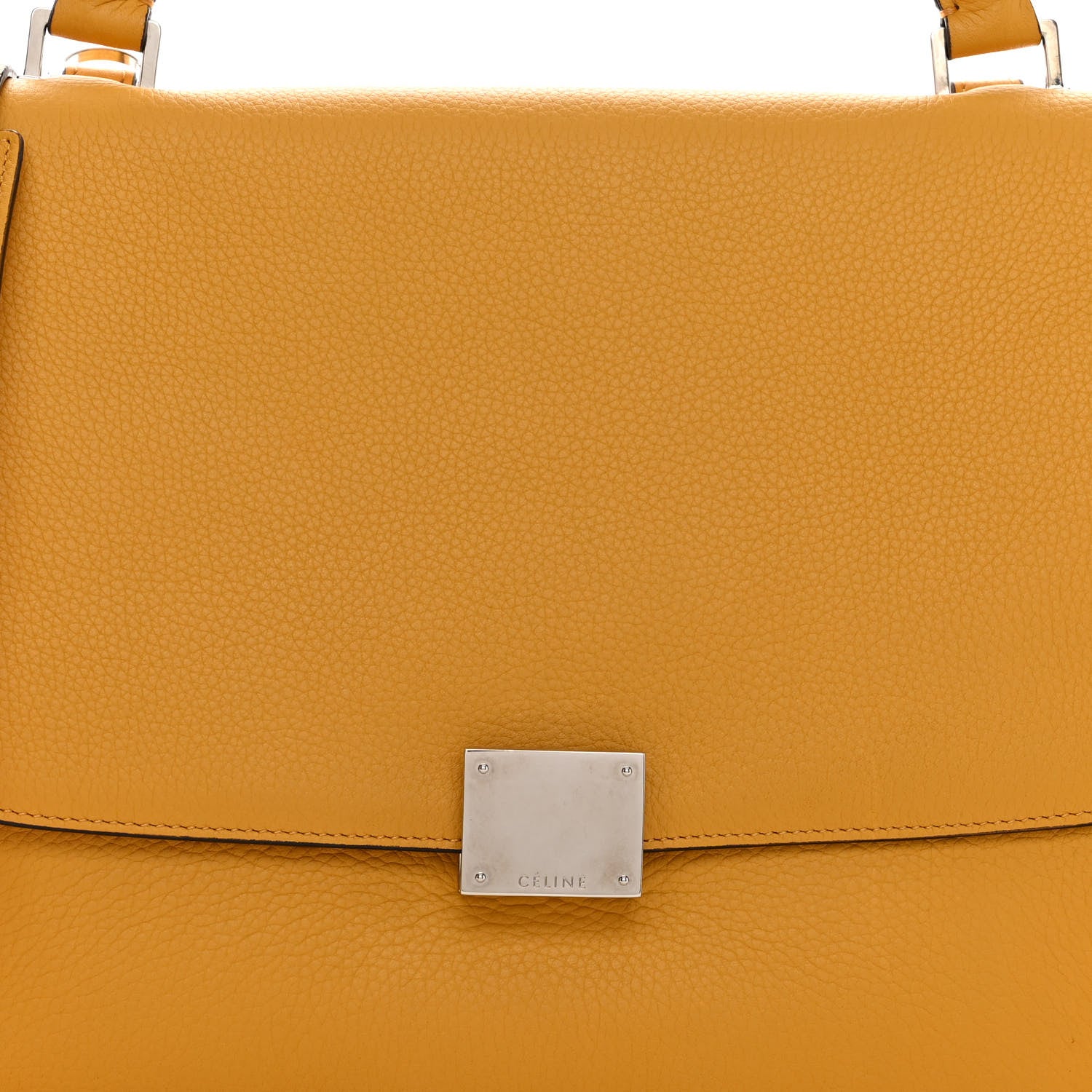 Celine Drummed Calfskin Suede Medium Trapeze Ocre 7 of 9