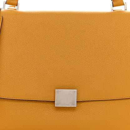 Celine Drummed Calfskin Suede Medium Trapeze Ocre 7 of 9
