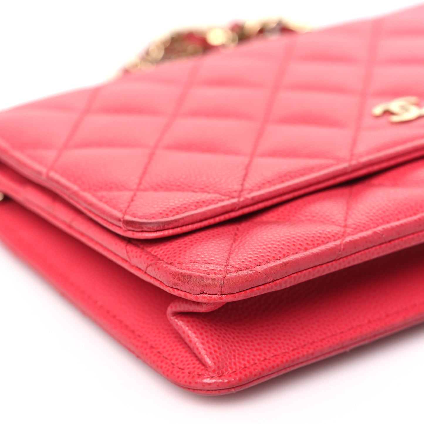 Caviar Quilted Wallet on Chain WOC Pink