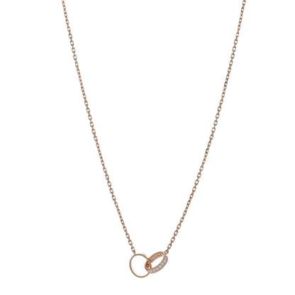 Cartier 18K Pink Gold Diamond Interlocking LOVE Paved Necklace 1 of 5